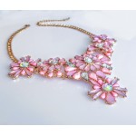 Blush Pink Aurora Stone Floral Bib Necklace